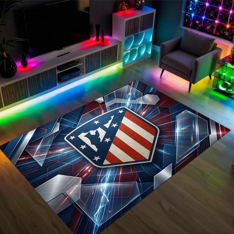Atletico Madrid Design Crystal Velvet Carpet Cozy Non?Slip Printed Rug For Bedroom Living Room Entrance