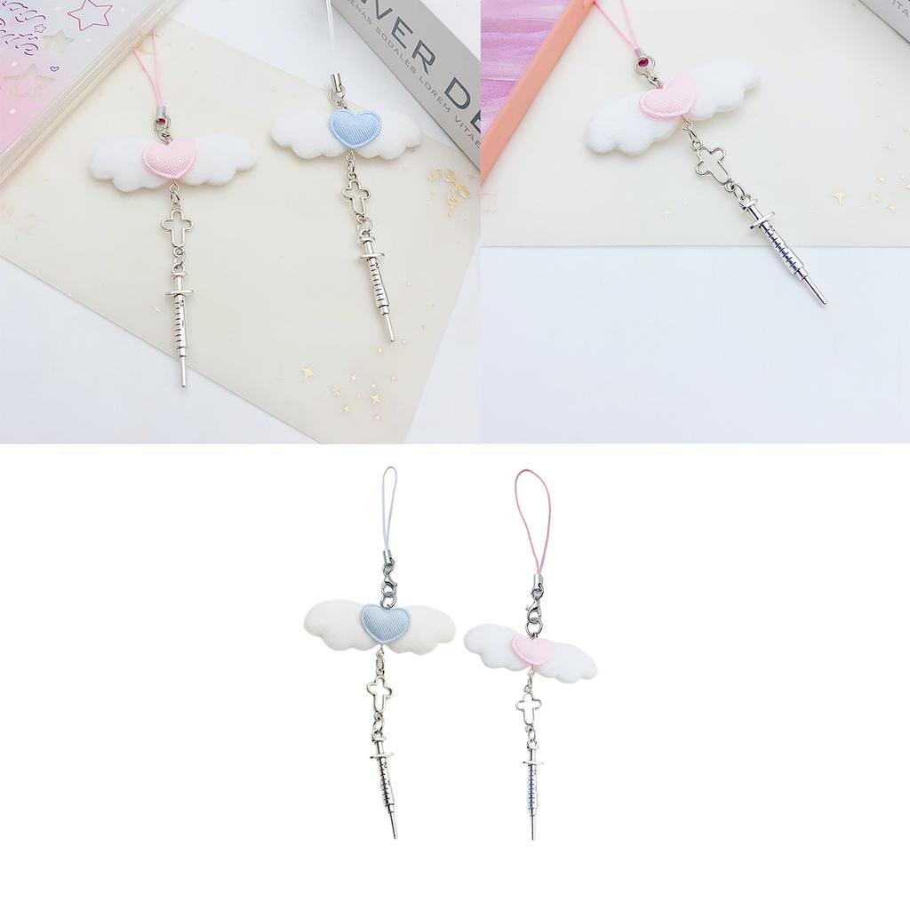 Fashionable Phone Rope Keychain Lovely Angel Wing Pendant Phone Straps Charm Stylish Keychain Accessory for Bag Wallet