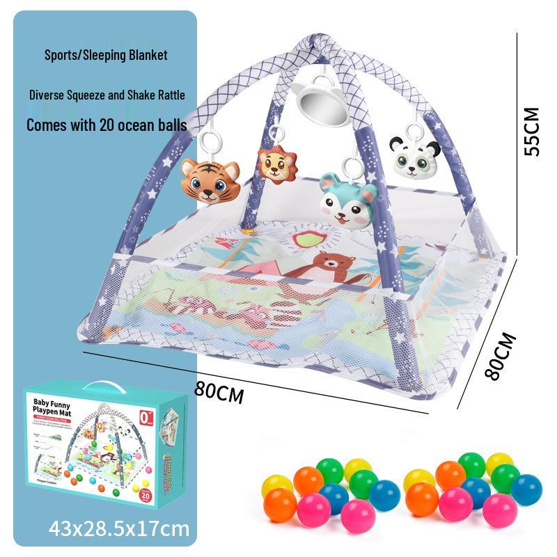 Baby Fitness Playpen Set: Early Education Toys with Ocean Balls & Crawling Mat for 0-3 Years.