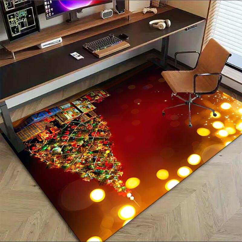 Christmas Tree Gifts Crystal Velvet Chair Mat Area Rug - Non-Slip, Floor Mat, Office Desk Chair Rugs, Bedroom Decor.Christmas Gift-1106010