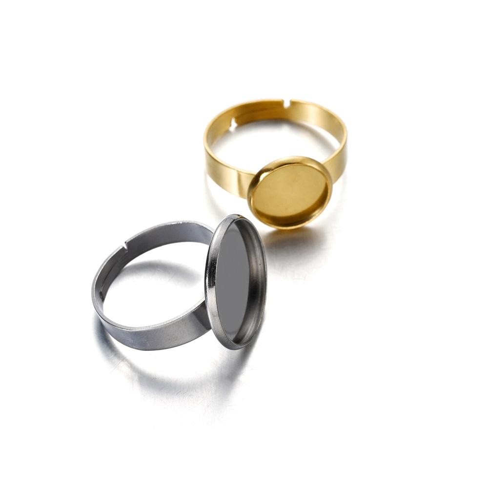10Pcs/lot Stainless Steel Plating Adjustable Blank Rings Setting For DIY Handmade Ring Jewelry Making Finding Supplies Accessories