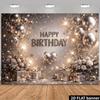 2D Glam Silver Happy Birthday Banner for Party Decoration & Studio Use