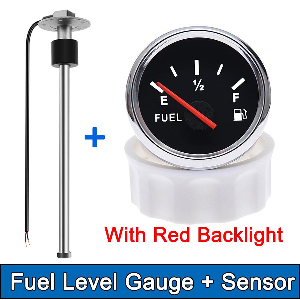 100MM Fuel Level Sensor + 52MM Fuel Level Gauge 0-190 Ohm Fuel Oil Tank Level Meter Sensor For Boat Car Yacht Marine 9-32V