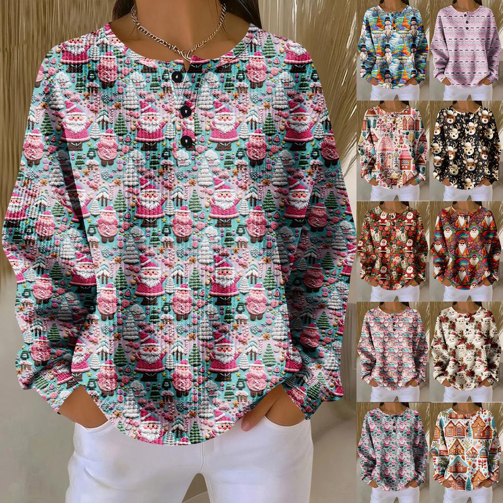 Women's Casual Shirts Long Sleeve Tops Button Up V Neck Loose Knit Fall Favorites For Women