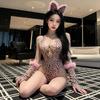 Sexy underwear plus size leopard print plush sexy cat cos teasing uniform suit couple fun underwear