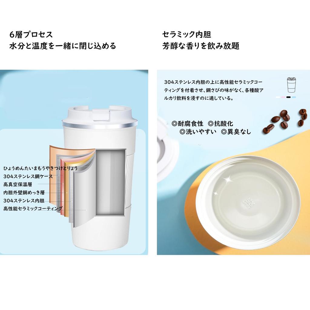 304 Stainless Steel Ceramic Coating Coffee Keeps Hot or Cold for 6 Portable Water Perfect for Convenience Store Flower Direct Lid Unisex & Bottle,