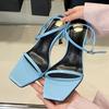Elegant Square Toe Ankle Strap Sandals Women Street Style Sexy Metal Design Heels Gladiator Sandalias Ladies Party Dress Shoes