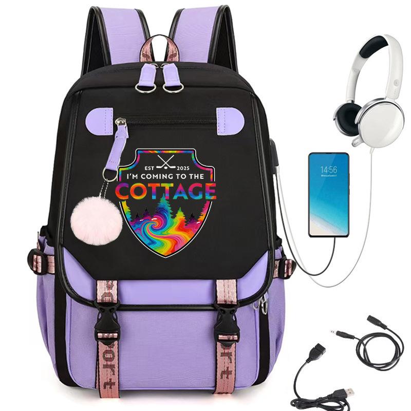 Heatedrivalry Peripheral Printing Campus School Bag With Usb Port Backpack 60131-13