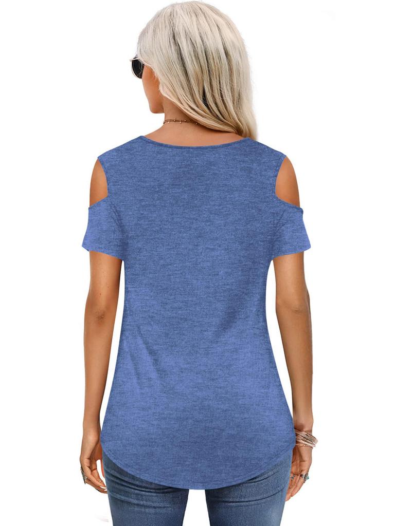 Women's 2023 Fashion Off-the-Shoulder Short Sleeve T-shirt