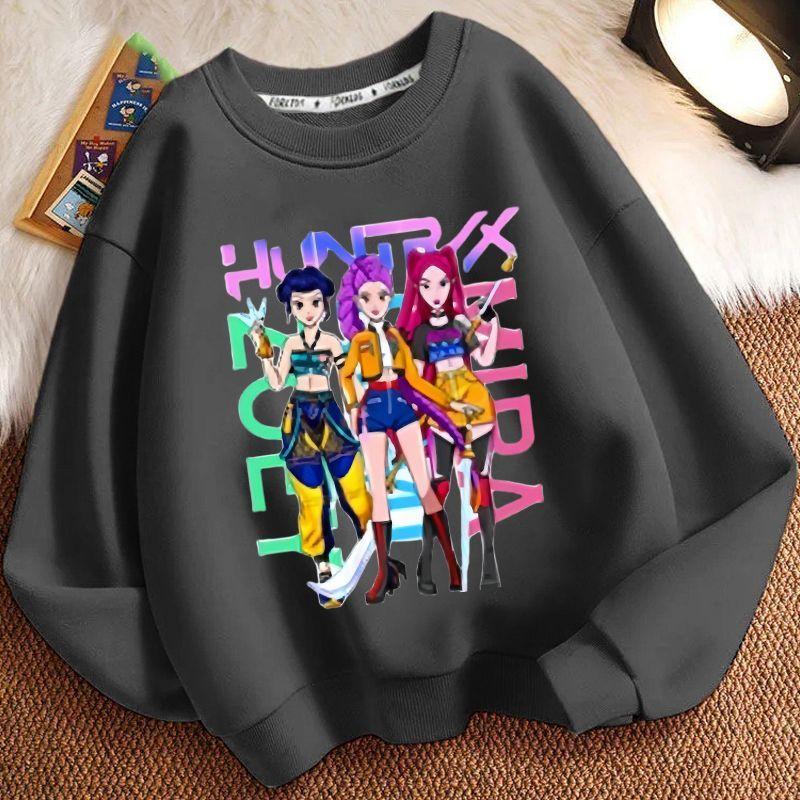 Children's Trendy Witch Hunt Team Hoodies for Autumn and Winter, Casual Long-sleeved Round-neck Hoodies for Boys and Girls