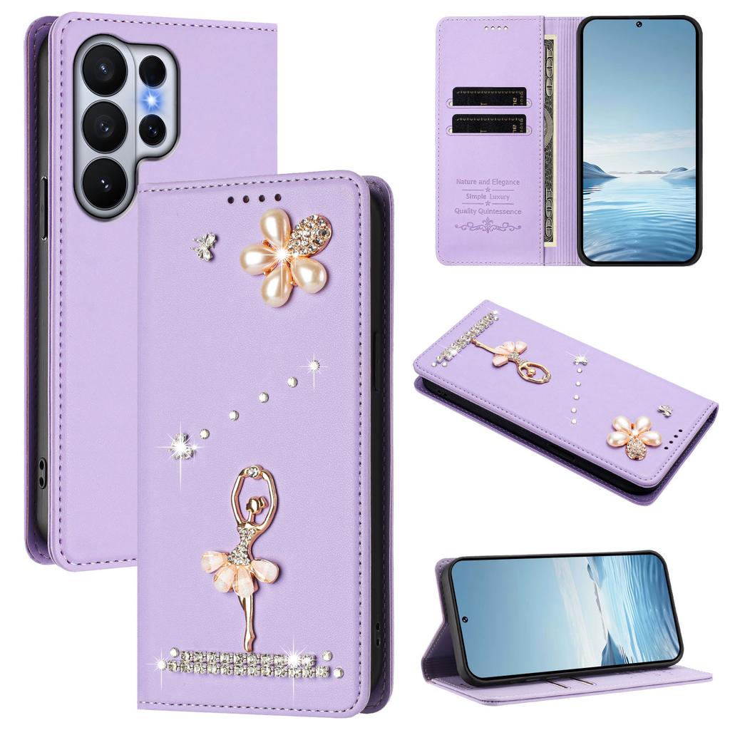 Diamond Cute Cards Solt Wallet Leather Phone Case For Samsung S26 Ultra S25 Plus S24 S23 A16 A26 A17 A07 Flip Bag Pocket Cover