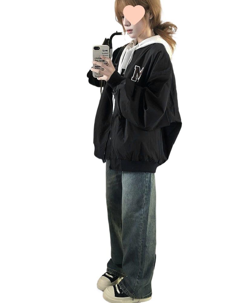 Retro Lockere Partner Baseballjacke: Plus Samt, Vielseitiger College-Stil, für kühlere Jahreszeiten