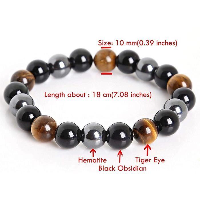 Bracelet - SOBZK - Craze - Triple Bracelet - Hematite - Black Obsidian - Tiger's Eye