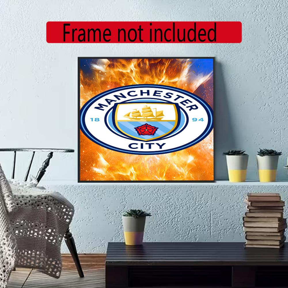 Manchester City 5D Diy Diamond Painting Round Diamond Diy Frameless Holiday Artwork Suitable For Home Office Wall Decoration