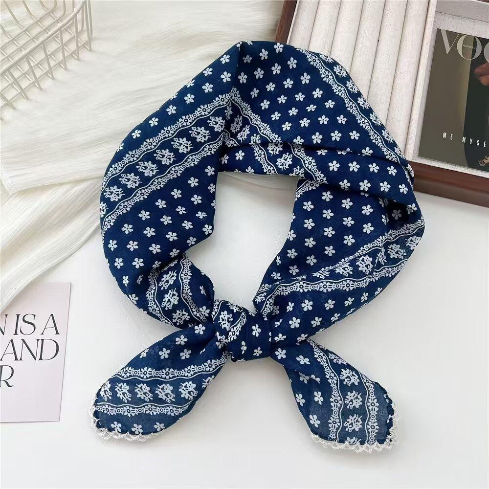 Carré en Coton Petit Carré Foulard Rétro Littéraire Petit Foulard en Soie Foulard Décoratif Petit et Frais pour Femme Cache-cou Rouge Foulard Mode Impression