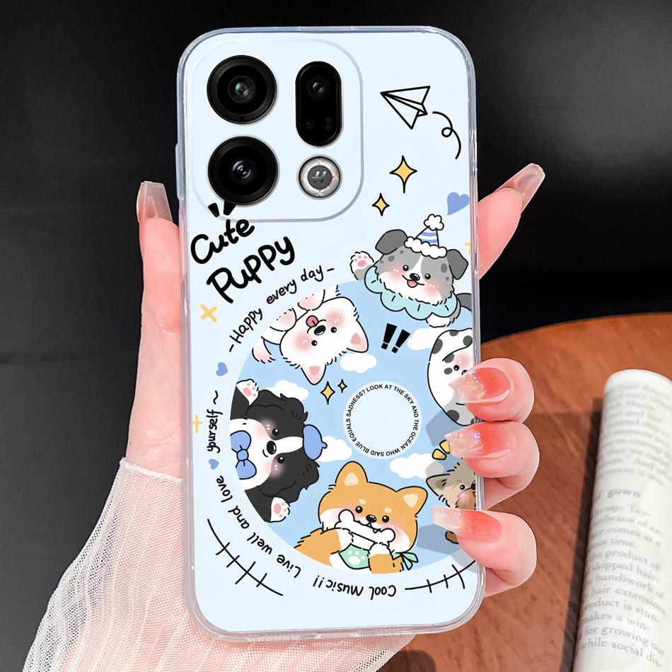 For Oppo Find X9 X8 X7 Pro Phone Cover Lovely Animal Cartoon Soft TPU Clear Silicone Case For Oppo Find X7 Ultra X 9 X 8 Bumper
