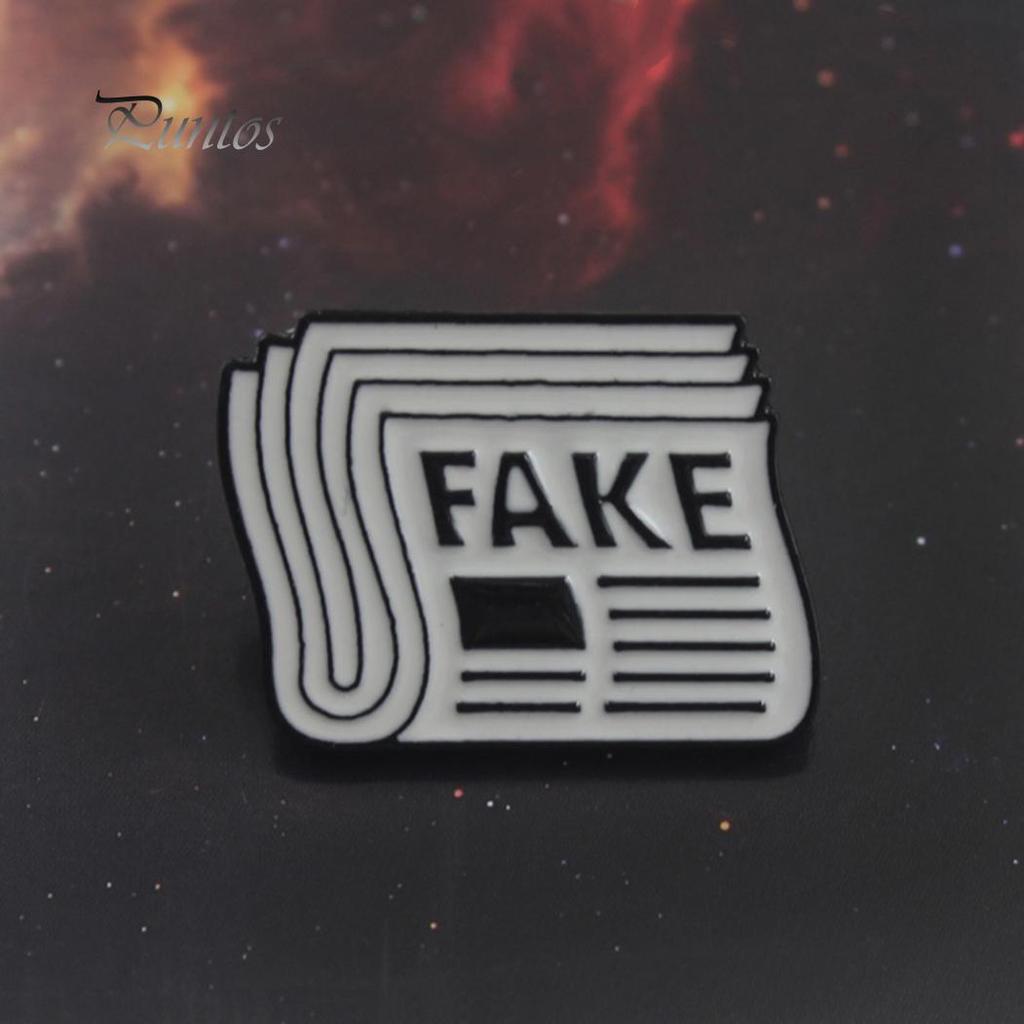Cartoon Newspaper English Letter Fake Enamel Badge Brooch Pin Clothes Jewelry