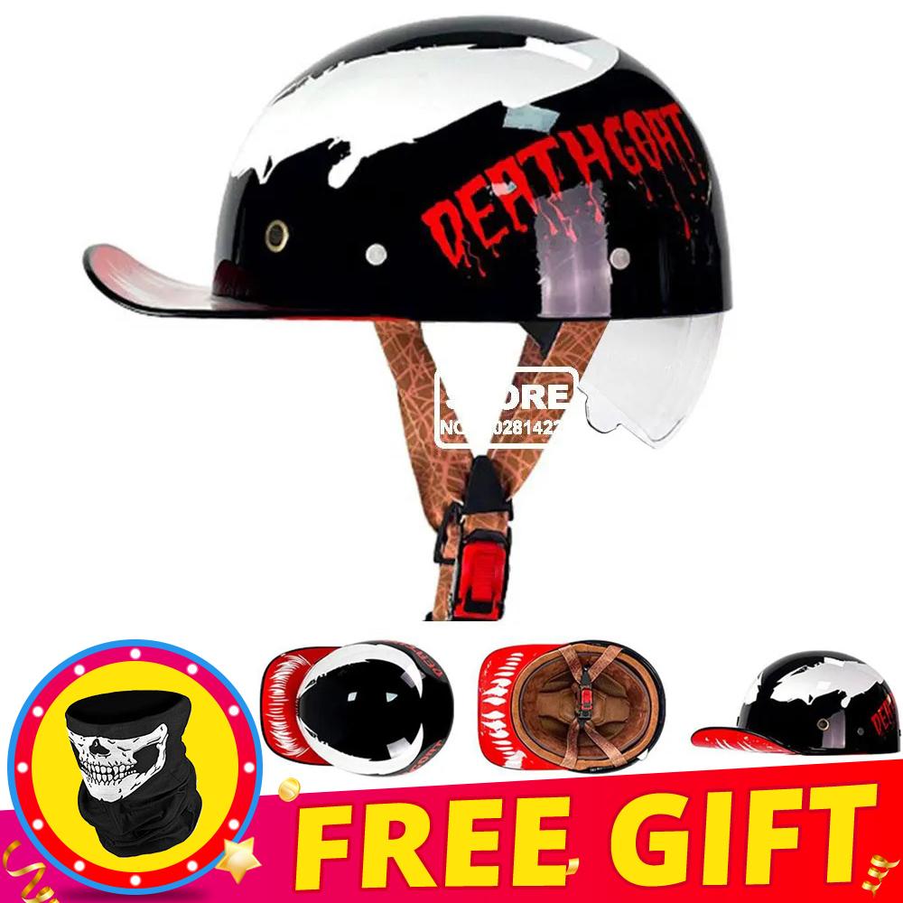 Retro Motorcycle Helmet DOT Certification Protection Cap Vintage Men Women Baseball Cap Half Helmet Riding Racing Moto Helmets