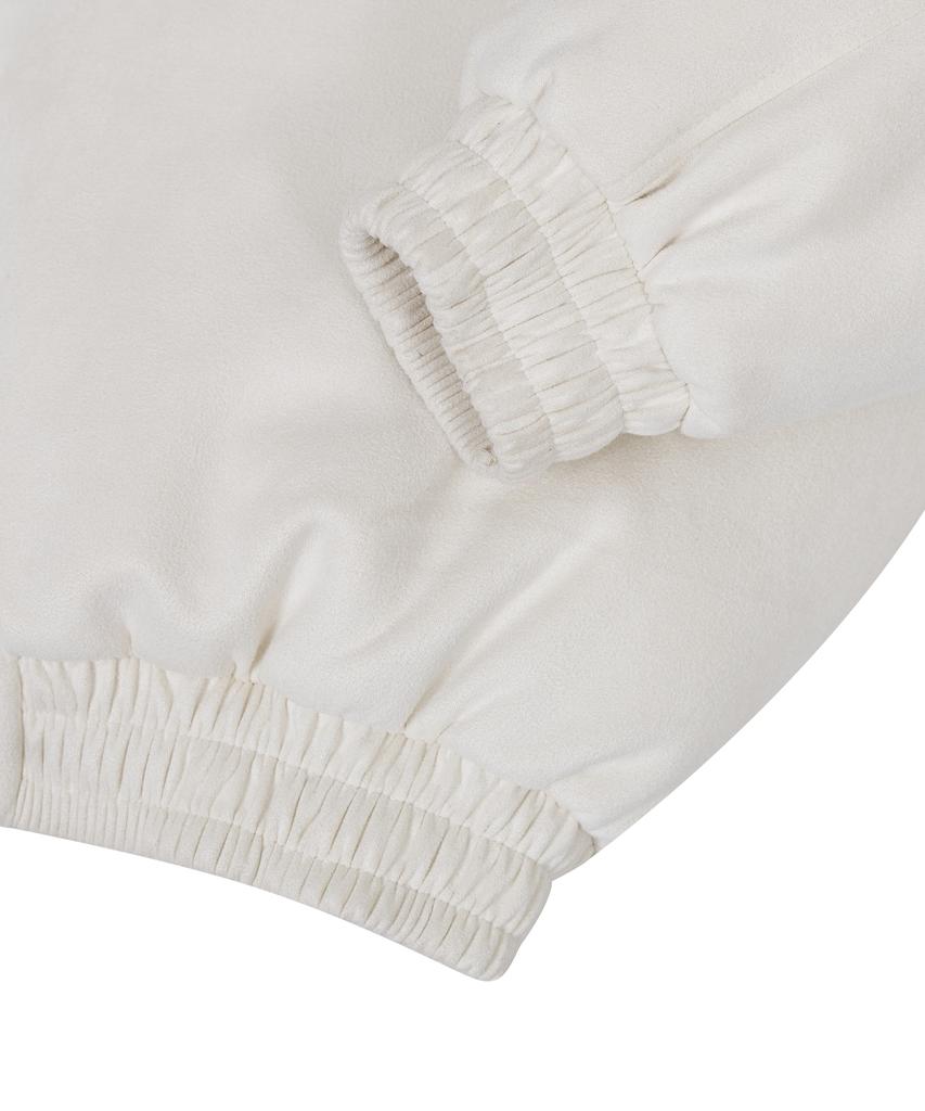 Standarderror 87-Stan103 Utility Collar Balloon Suede Short Padded Jacket Ivory