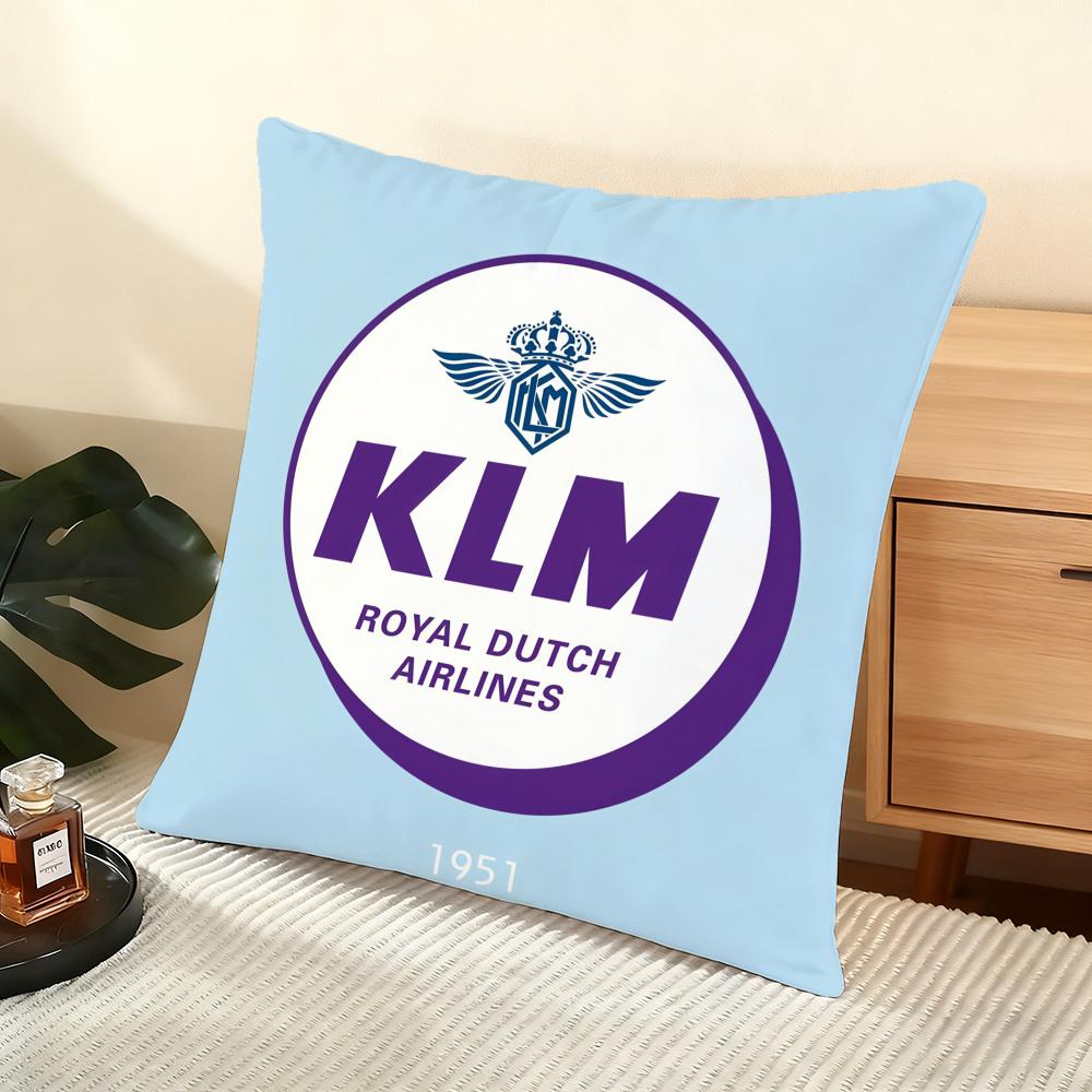 Kim R-Royal Dutch Airlines Cushion Cover Soft Short Plush Pillow Cover Smooth Cozy Texture Aesthetic Cushion Case Home Decor