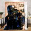 Illustration of a tactical figure aiming a weapon, with "CS GO" emblem nearby. for all seasons blanket lunch break throw gift