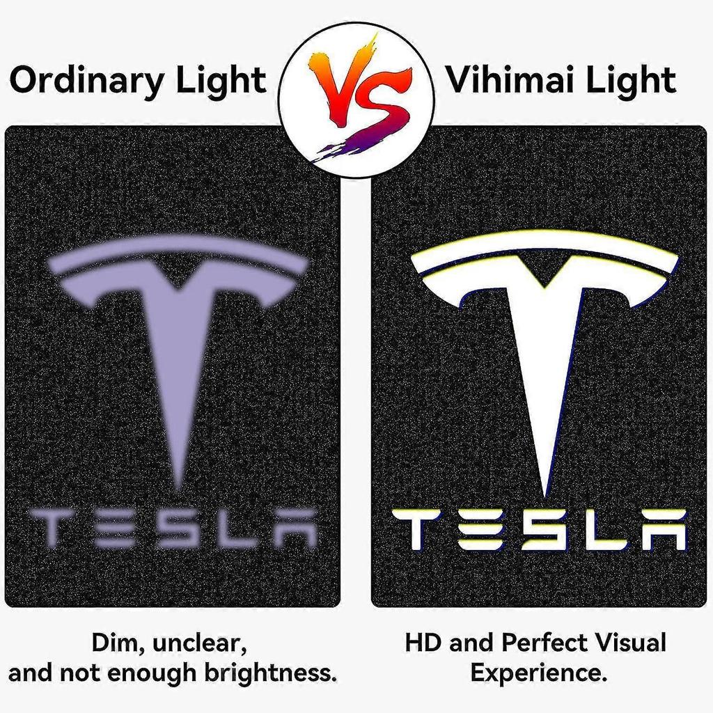 Door Logo Projector Light Welcome Light Step Light For Tesla Model 3 Model Y Model S Model X Car Door Light Tesla Light Tesla Accessories, 4 Pcs/pack