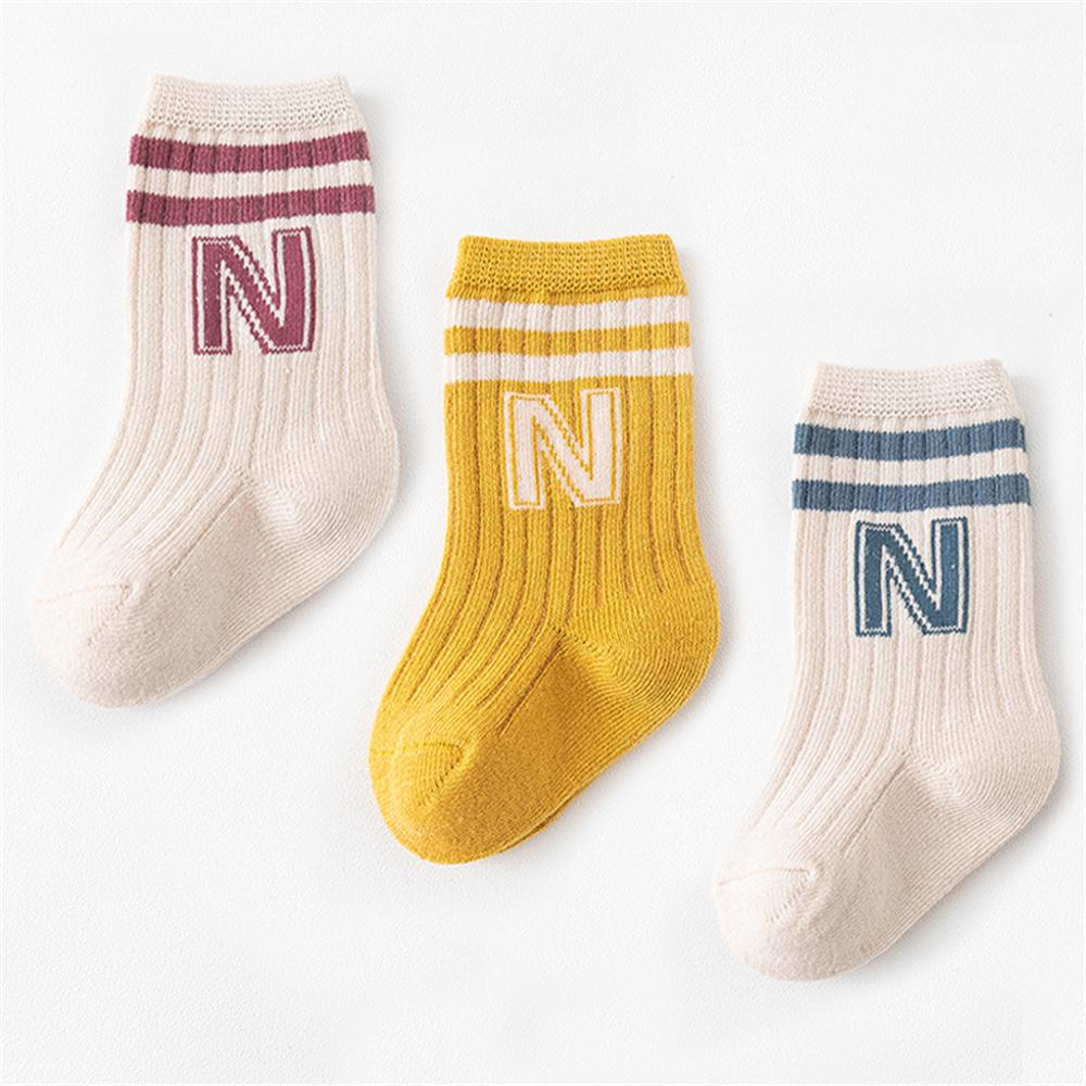 3Pair/Lot Baby Socks Knit Soft Letter Socks Baby Middle Tube Stockings Long Socks for Infant Toddler Boys Baby Girl Accessories