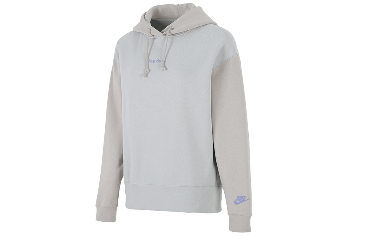Nike Embroidered Logo Color Block Fleece Lined Hooded Pullover With Thickened Warmth Sweatshirt Winter Women s Ecru DO6961-097 L