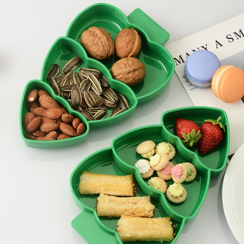 Multiple Compartment Serving Tray Christmas Design Efficient PP Plastic Food Safe Dishwasher Friendly Space Saving