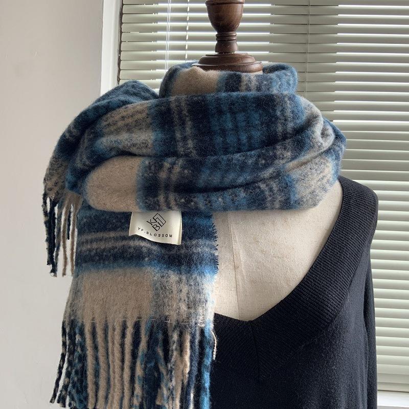 Winter Monochrome Plush Shawl Plain Lazy Style Solid Color Mohair Big Pull Warm Scarf Student Model