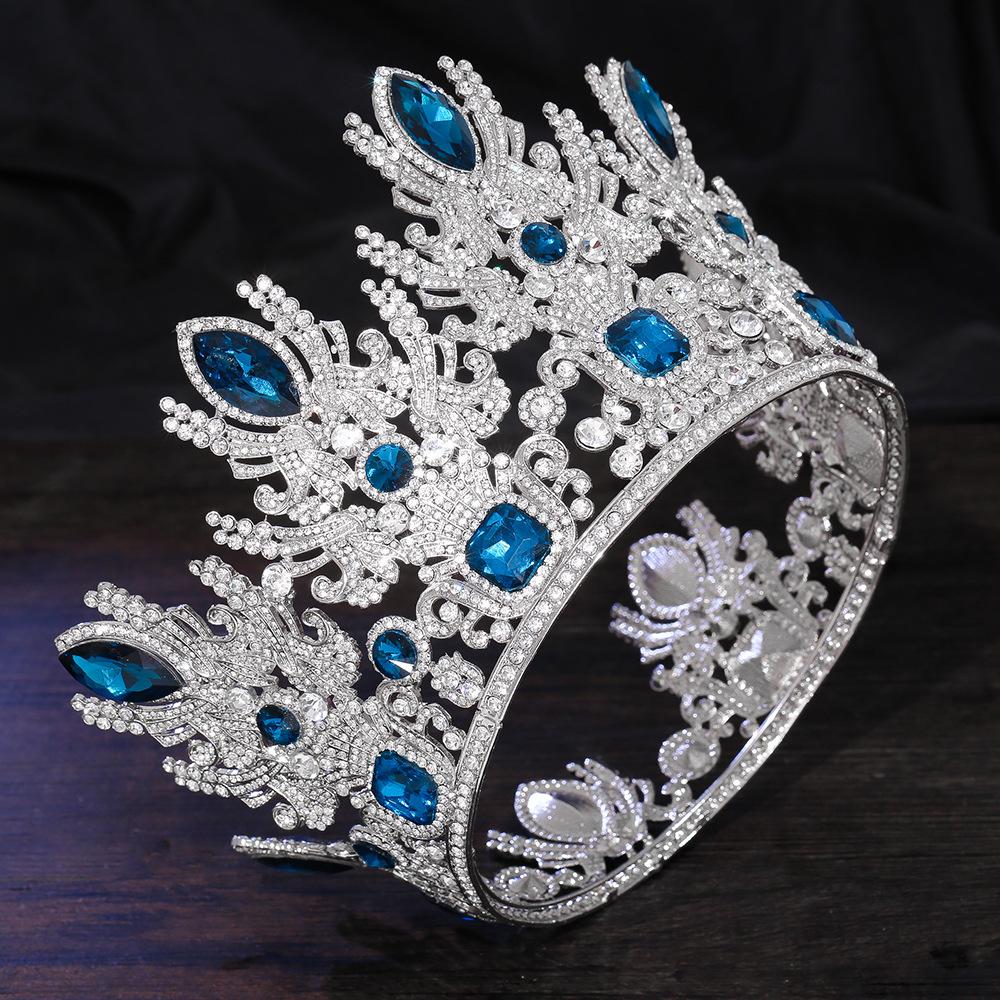Baroque Crystal Crown Miss Universe Tiara Rhinestone Pageant Prom Crowns Bridal Wedding Hair Accessories Jewelry Crown Tiara