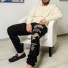 Men Sport Pants Drawstring Elastic Waist with Pockets Printing Joggers Loose Ankle-banded Solid