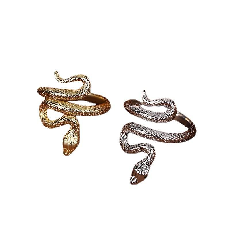 Korean Style Winding Green-eyed Snake Ring, Fashionable and High-end Geometric Trendy Index Finger Ring