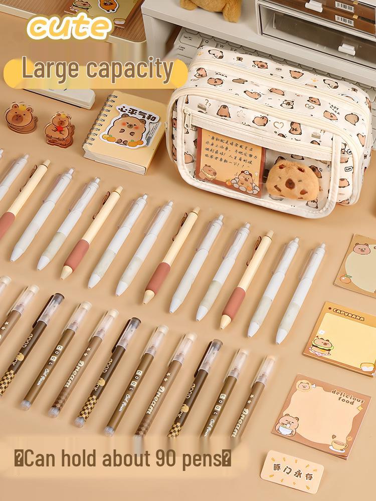 Capybara 2024 Large Capacity Pencil Case for Girls - Stylish Stationery Box for Primary & Junior High School