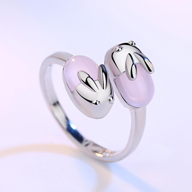 Anello Animale Coniglio Carino Vintage Uomo Aperto Regolabile Metallo Punk Moda Forma Orecchie di Coniglio Anelli con Zirconi Per Donne 2026 Nuovi Gioielli