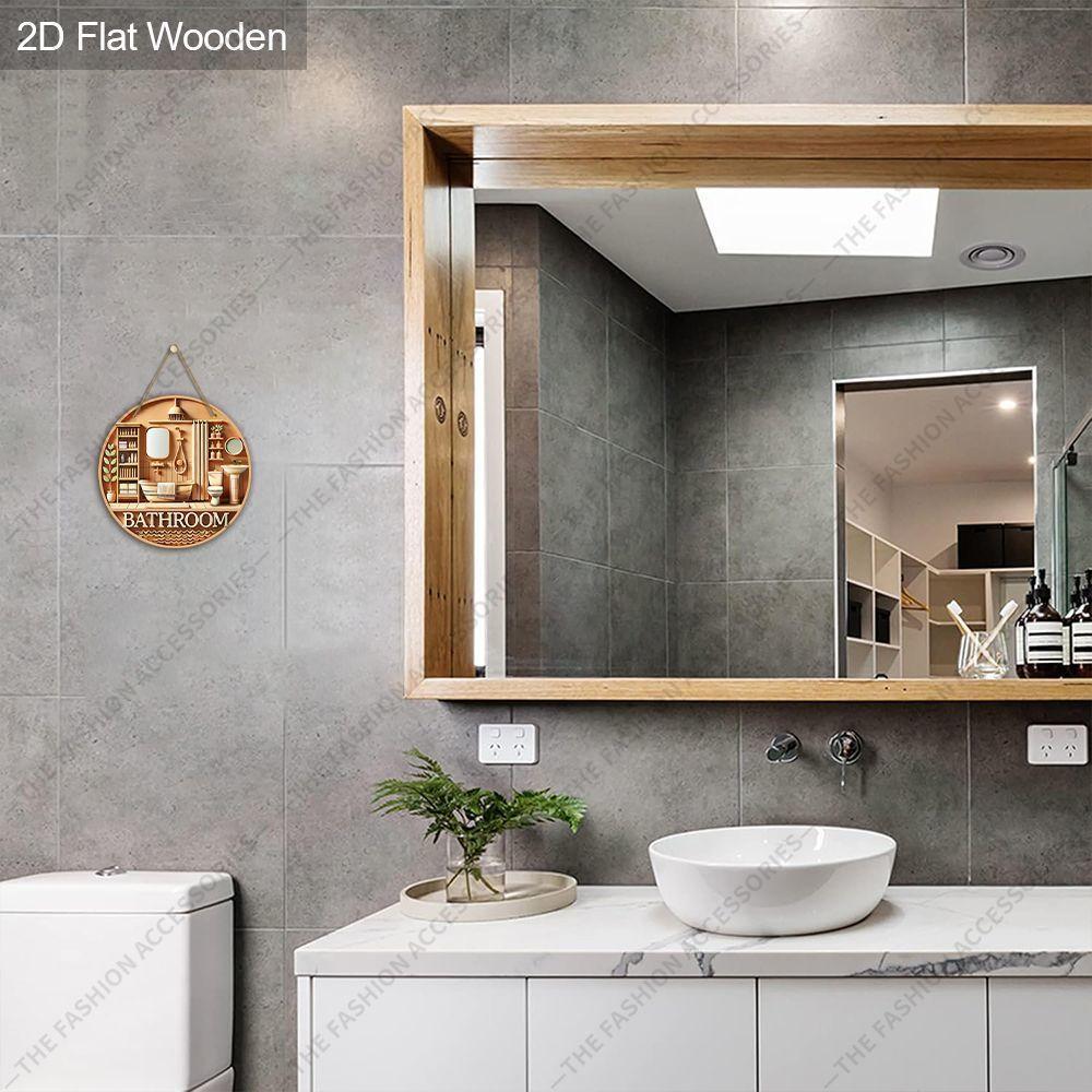 Płaski drewniany znak 2D do zawieszenia, dekoracja ścienna do domu, dekoracja łazienki, prezenty na parapetówkę dla przyjaciół, wzory łazienkowe