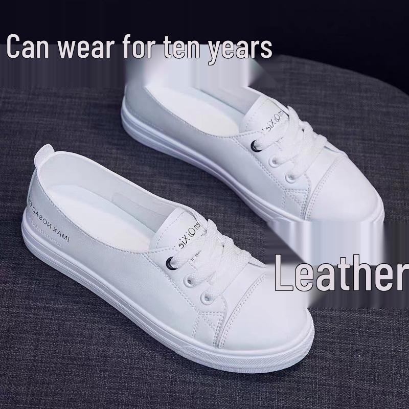 2025 Été Chaussures Plates Blanches Polyvalentes à Enfiler pour Femmes - Fines, Peu Profondes, Élégantes et Confortables.