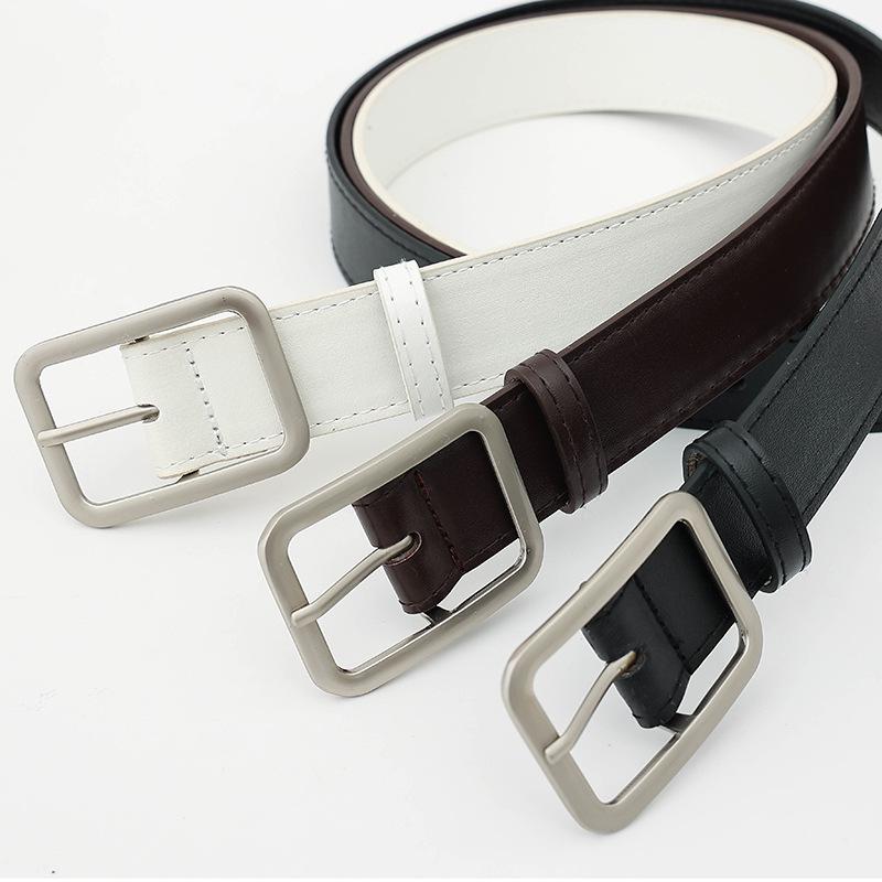 Belt Women's Korean New Versatile Jeans Decorative Belt Male Student Belt Matte Silver Fresh and Sweet