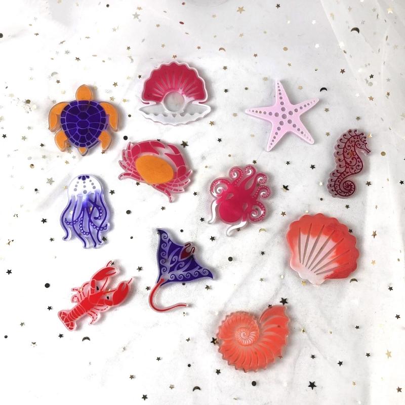 Cartoon Marine Animal Silicone Molds Epoxy Resin Casting Mold DIY Craft Keychain Pendant Mold Handmade Jewelry Tool
