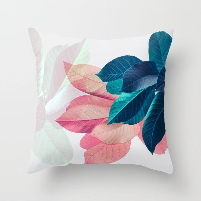 Ins Style Leaf Pattern Decorative Pillowcase Living Room Bedroom Square Cushion Pillowcase