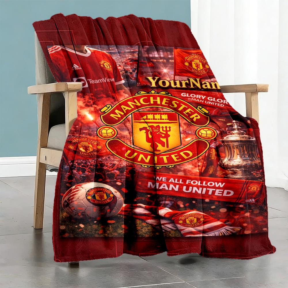 Manchester Customize Text Blanket Lightweight Customizable Blanket Durable Comfort for Office Chair Chair Bedding Sofa for All Occasions