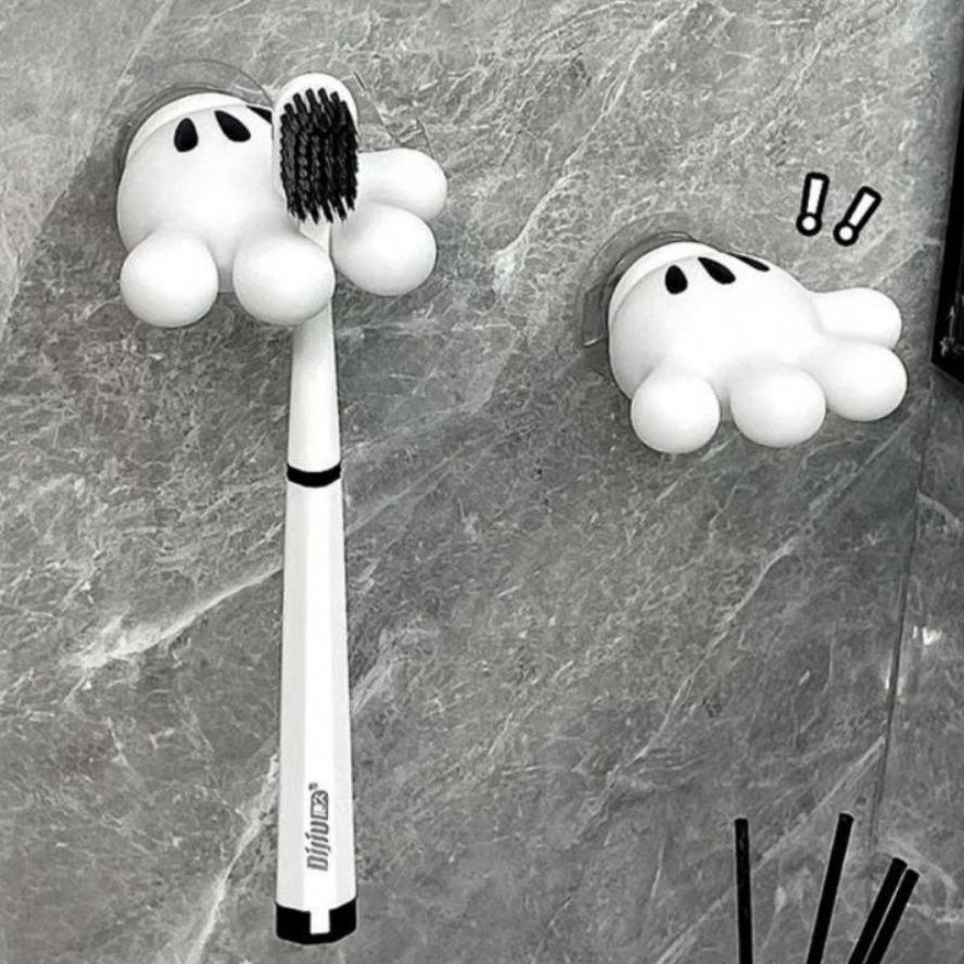 Cartoon Palm Tree Suction Cup Bathroom Waterproof Toothbrush Towel Rack Multifunctional Data Cable Storage Hook