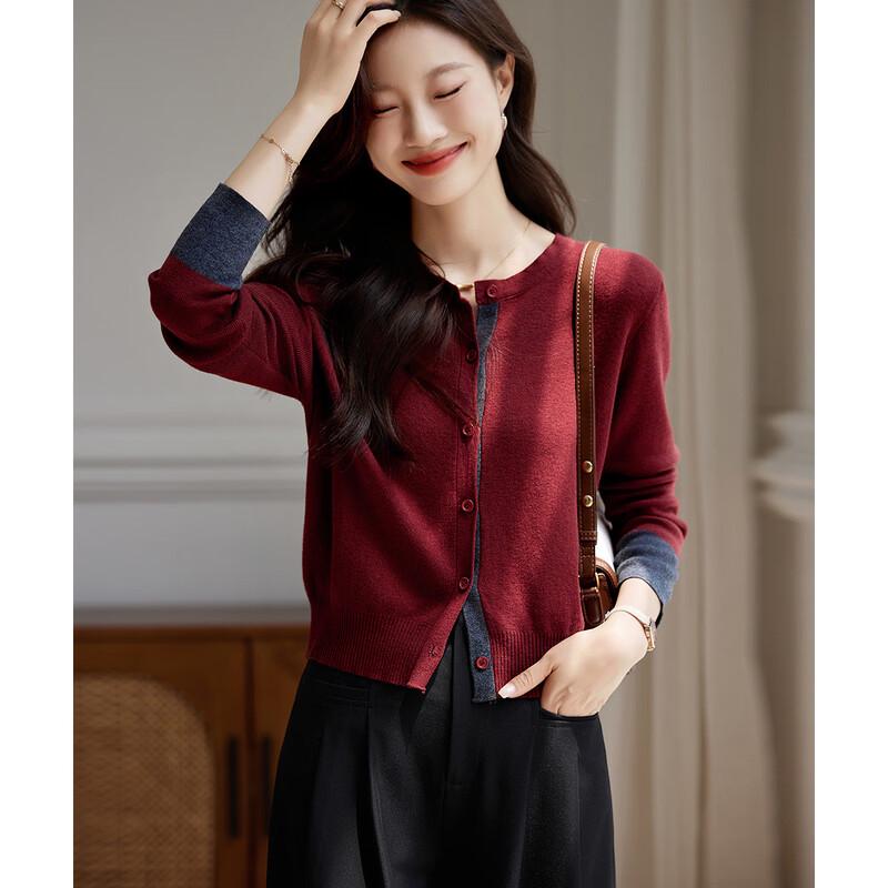 Women's Autumn Color Block Relaxed Fit Knit Sweater