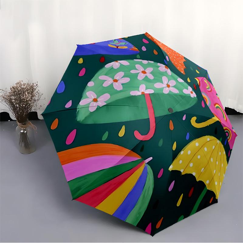 1pc Umbrellas Raindrops Automatic Open/Close Umbrella, Portable Folding Umbrella for Travel, Themed Events090
