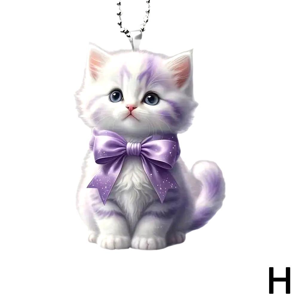 2D Acrylic Hanging Ornament Car Hanging Decor Rearview Mirror Decoration Cute Cat Key Pendant Car Interior Pendant