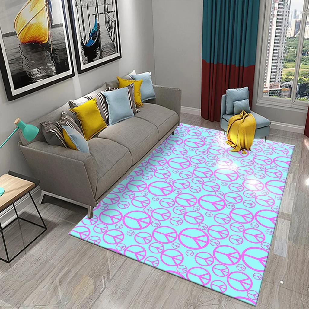 3D Colorful Peace Carpet for Bathroom Kitchen Door Entrance Mats Non-Slip Rugs Living Room Bedroom Decor Floor Welcome Mat Rugs