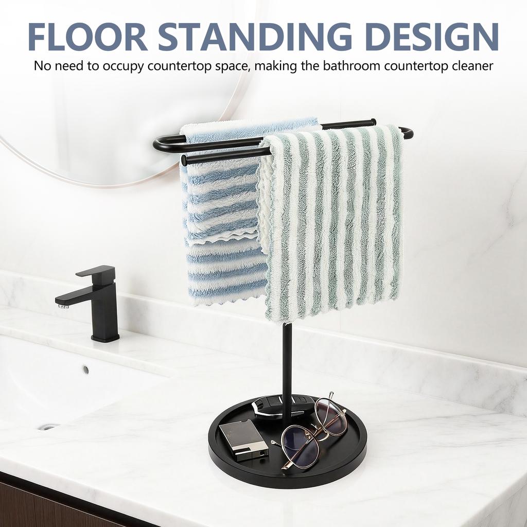 Hand Towel Holder Stand Metal S Shaped Standing Towel Rack with 7inch Stable Base Countertop Storage Rack for Bathroom Kitchen
