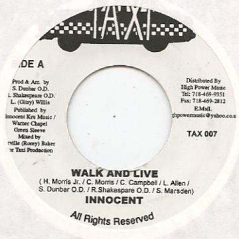 

7inch Record INNOCENT CREW - Walk And Live Taxi 2001 Jamaica Reggae, Ska & Dub