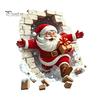 Santa Claus Decoration Decal Broken Wall Sticker, Christmas Decal, Seasonal Decorations Removable Mural for Living Room Bedroom Holiday Party