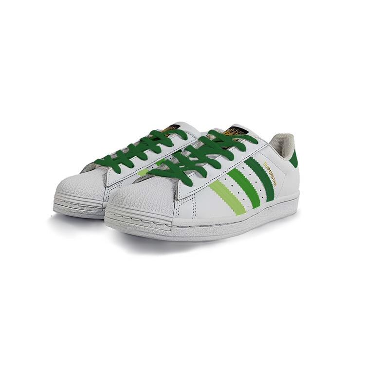 Adidas Originals SUPERSTAR Leather Slip Resistant Low top Skateboard Shoes Unisex White Green EG4958(Team183-)